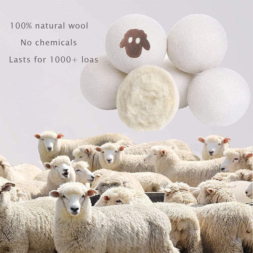 Bolas de lana de secadora. Paquete de 6. Tela natural suavizante,  reutilizable, reduce las arrugas, ahorra tiempo de secado. Bolas de  secadora para